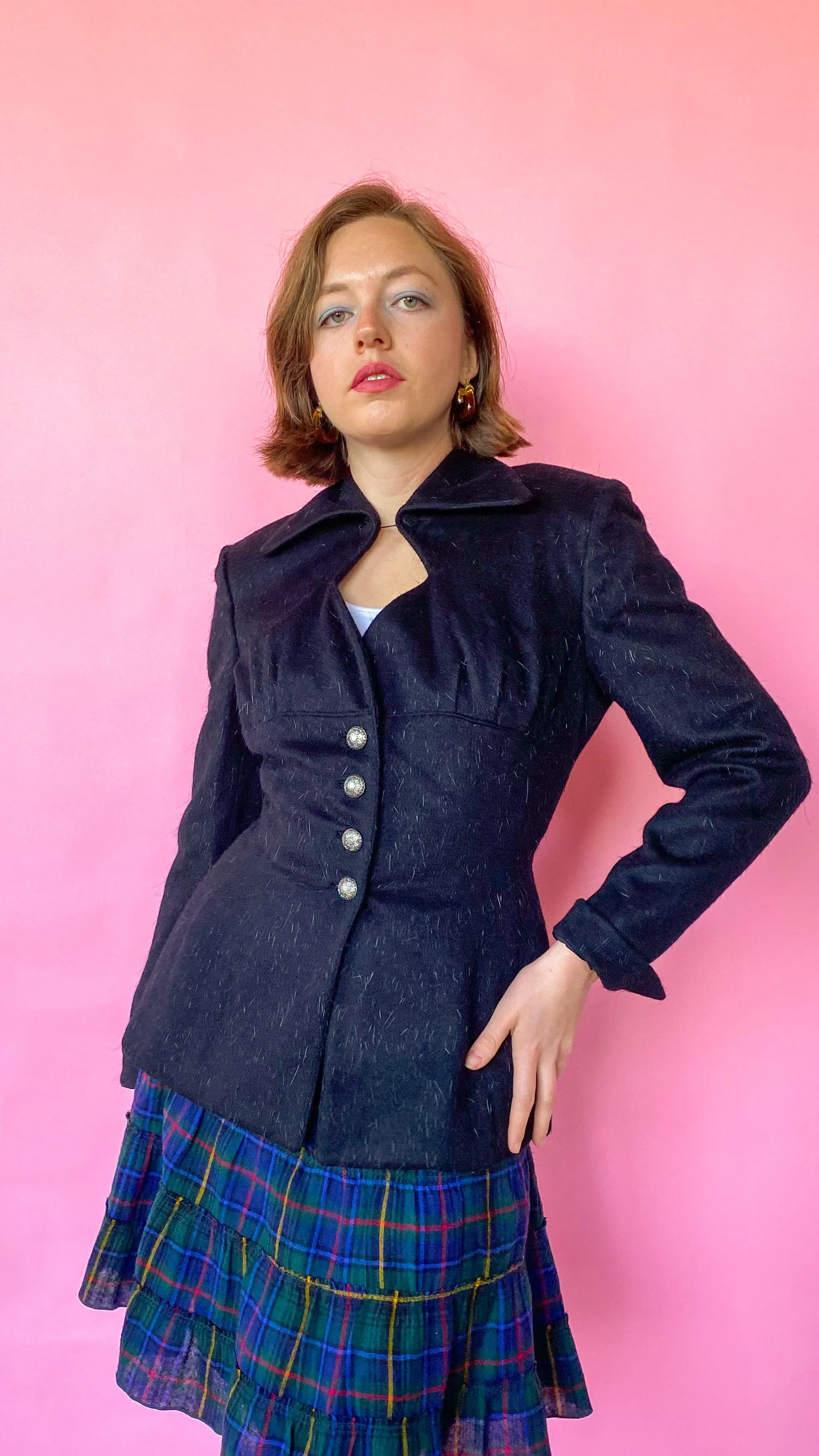 1940s Keyhole Longhaired Jacket, sz. S