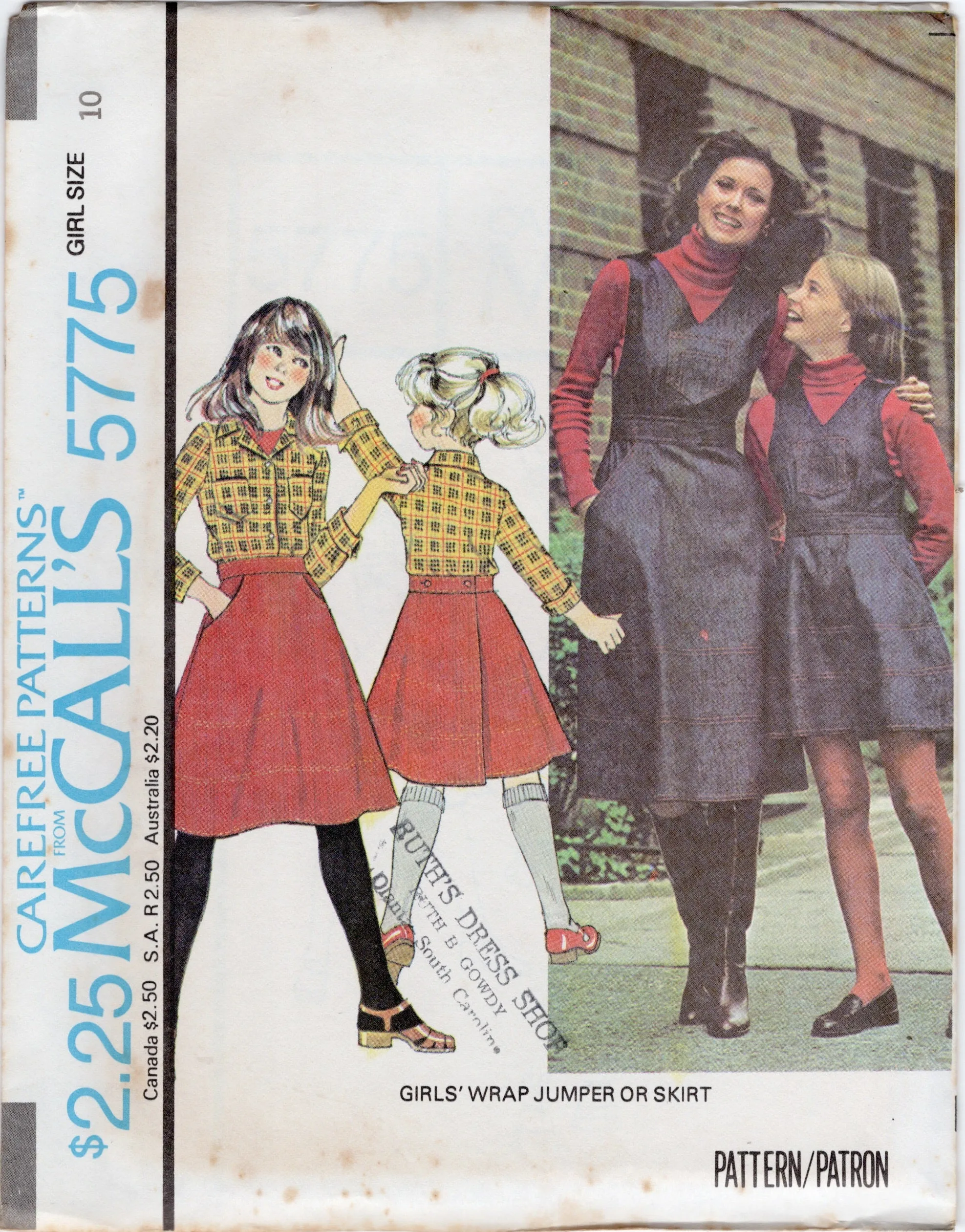 1970's McCall's Child's Wrap Jumper or Skirt Pattern - Size 7-14 - Chest 26-32" - No. 5775