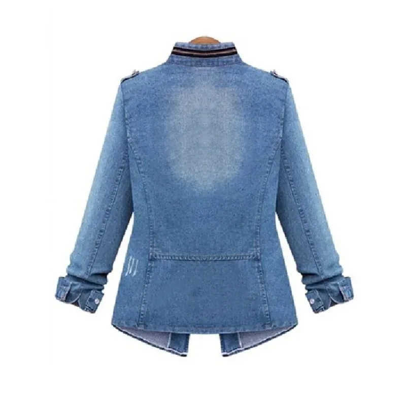 2024 Europe and America Wish Women's Denim Jacket Tight Slimming Denim Jacket Jacket Women's Denim Jacket Women