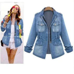 2024 Europe and America Wish Women's Denim Jacket Tight Slimming Denim Jacket Jacket Women's Denim Jacket Women