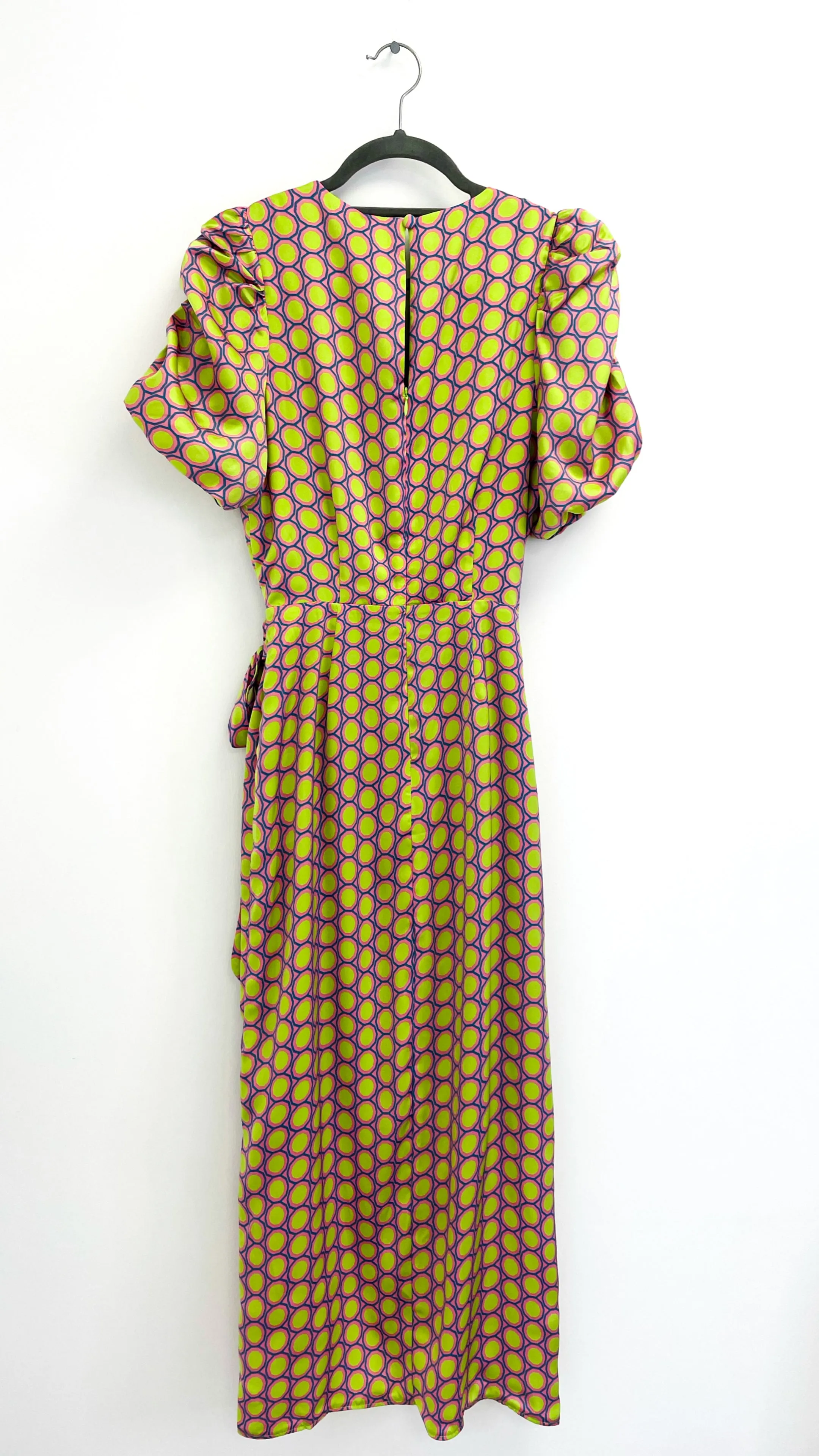 A2128 Ellya Olive Print Faux Wrap Dress