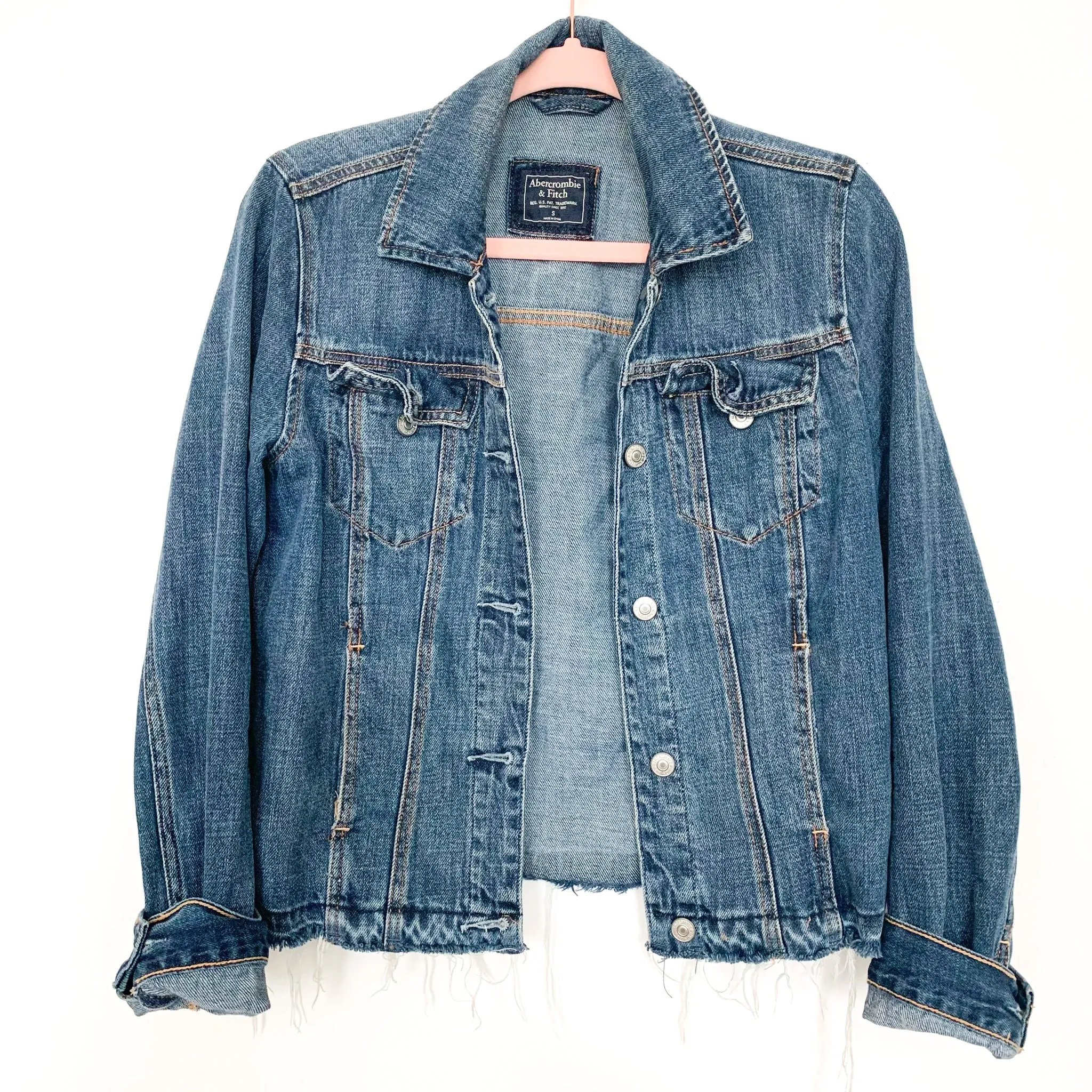 Abercrombie & Fitch Distressed Hem Denim Jacket - Size S