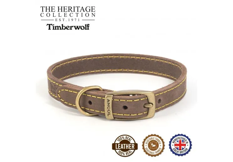 Ancol - Timberwolf Leather Collar - Blue - Size 4 (34-43cm)