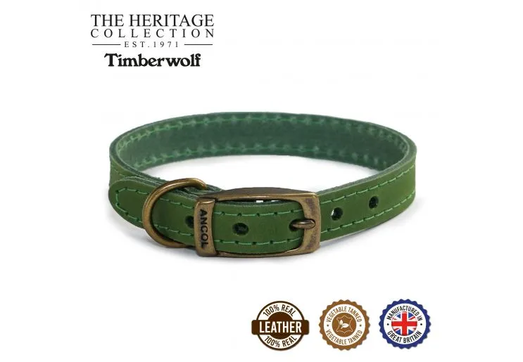 Ancol - Timberwolf Leather Collar - Blue - Size 4 (34-43cm)