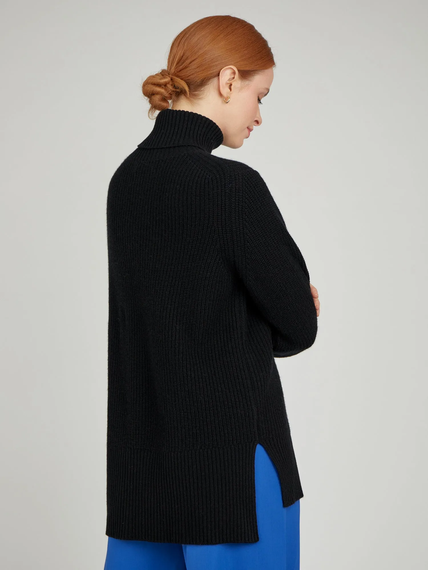 Angelique Black Long Line Cashmere Jumper