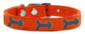 Arrow Widget Genuine Leather Dog Collar Orange 14