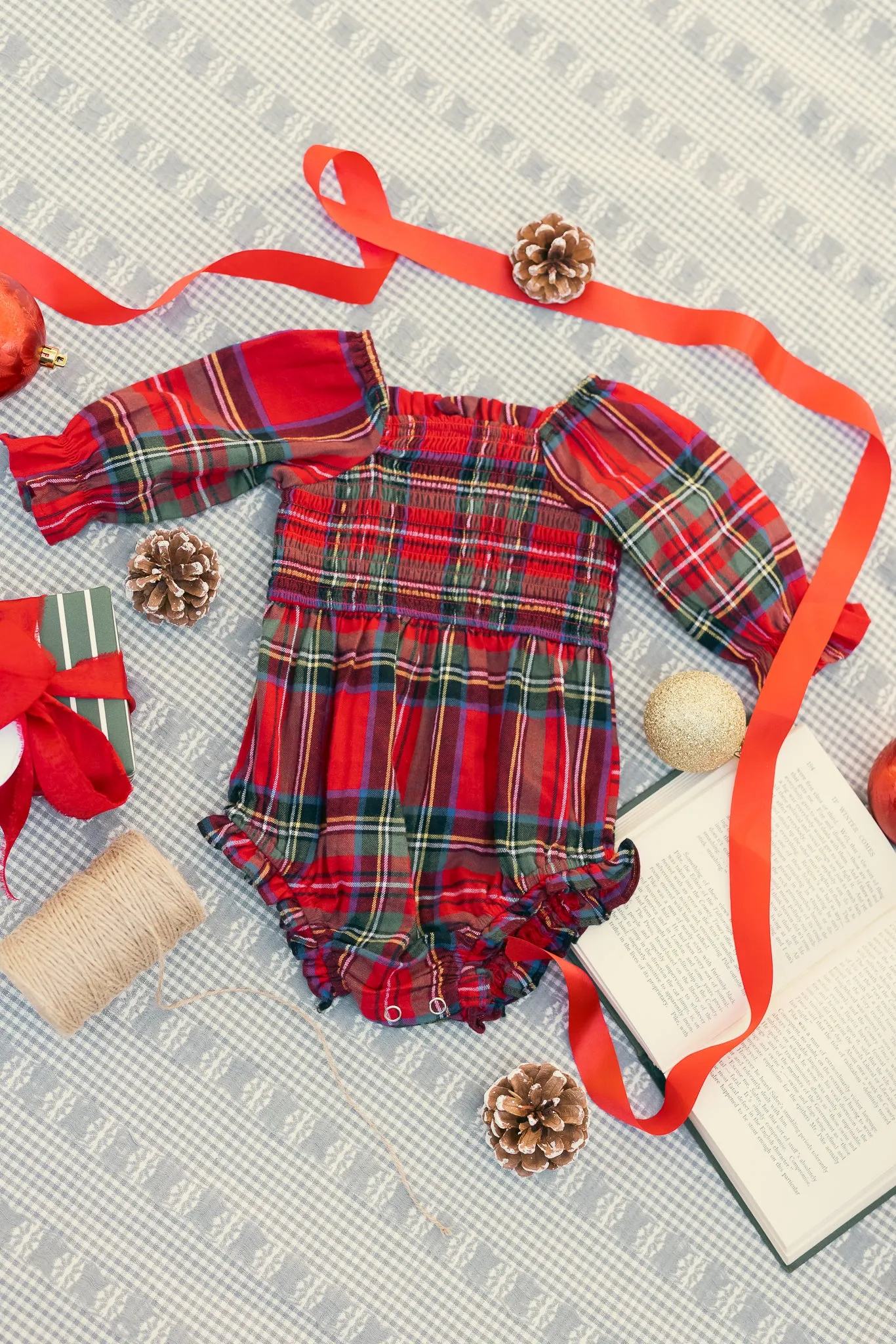 Baby Madeline Romper in Holiday Plaid - FINAL SALE