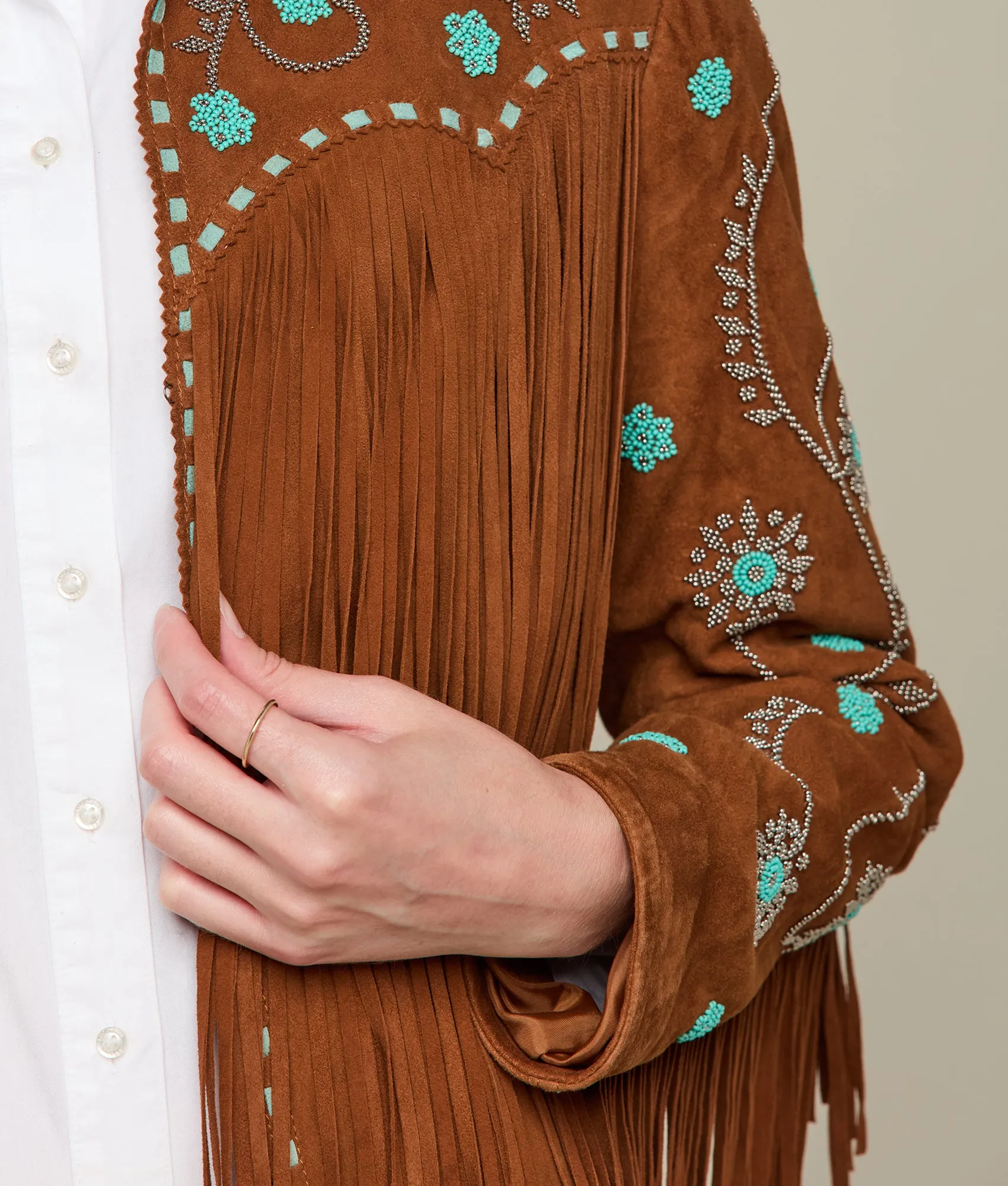 Beaded Fringe Jacket :: Brown