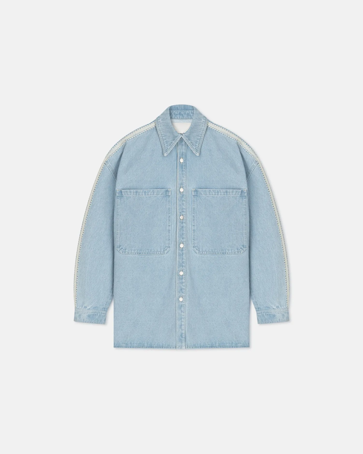 Beaux - Crochet-Trimmed Denim Shirt - Eco Bleach