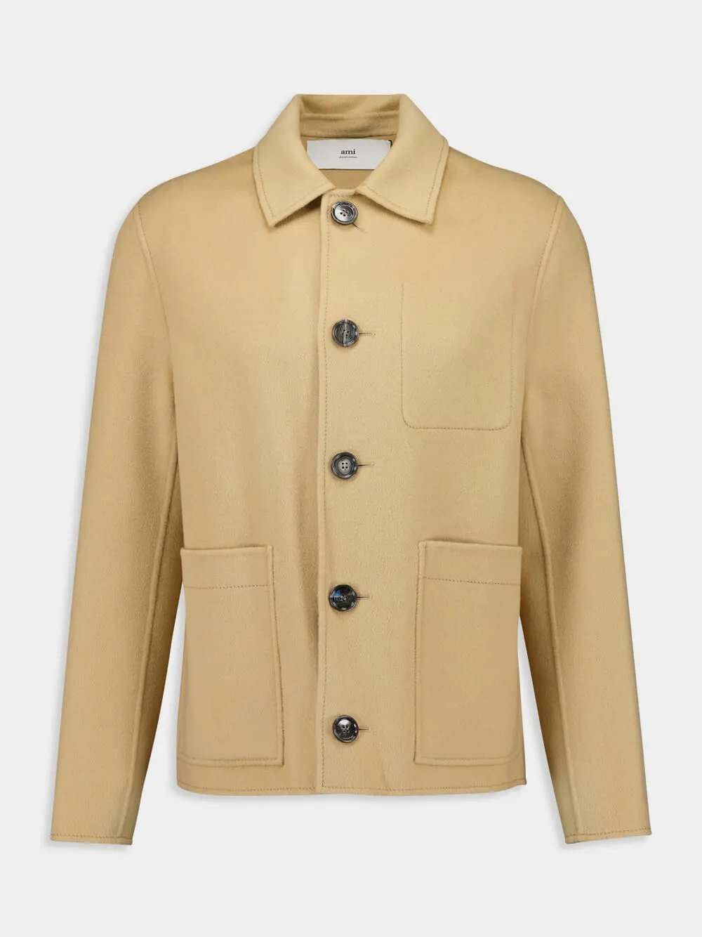 Beige Boxy Buttoned Jacket