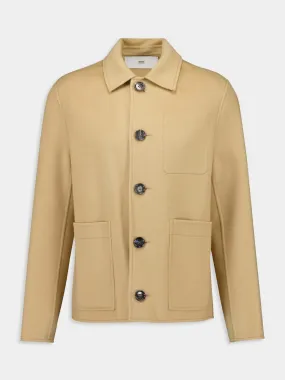 Beige Boxy Buttoned Jacket