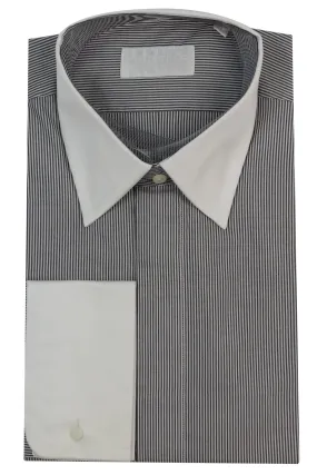 Black And White Stripe Classic Point Collar Shirt