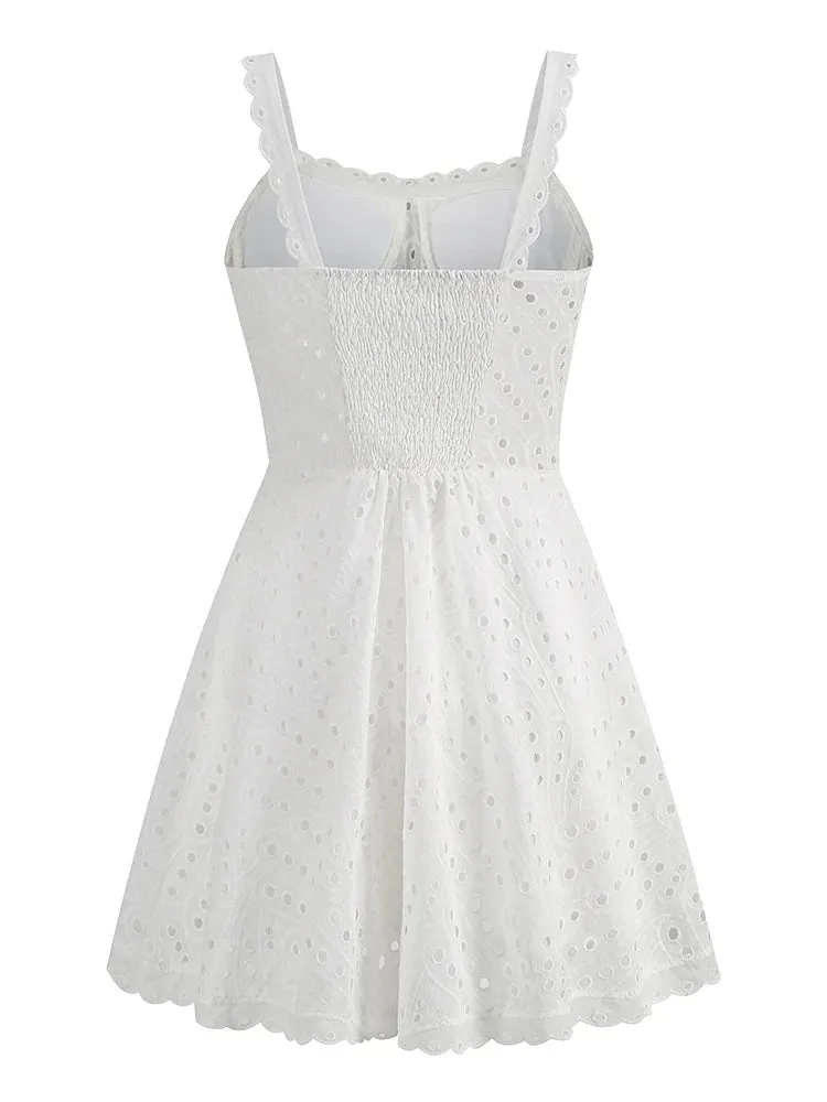 Broderie Anglaise Lace Mini Dress