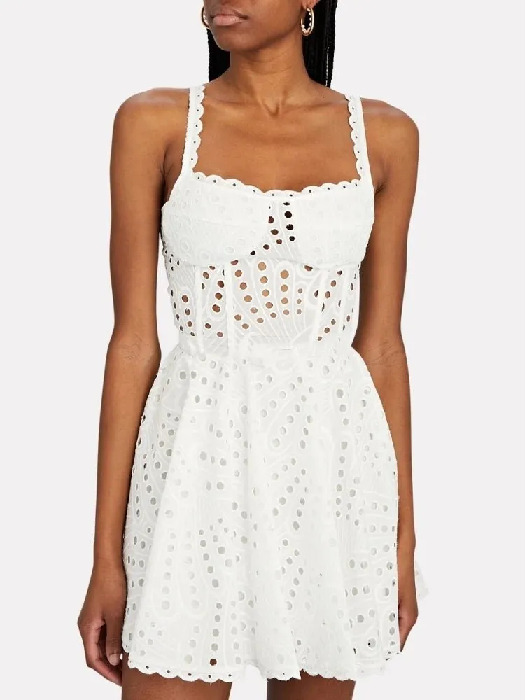 Broderie Anglaise Lace Mini Dress