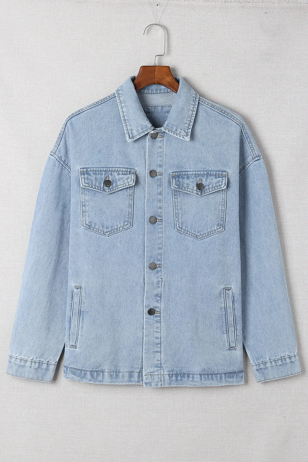 Button Down Collared Denim Jacket