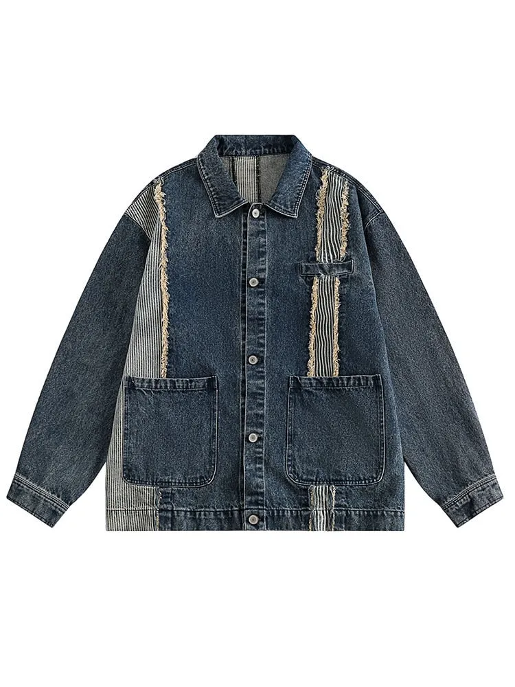 Casual Denim Jackets For Women Lapel Long Sleeve Patchwork Pockets Vintage Autumn Jacket Female Fashion Clothing