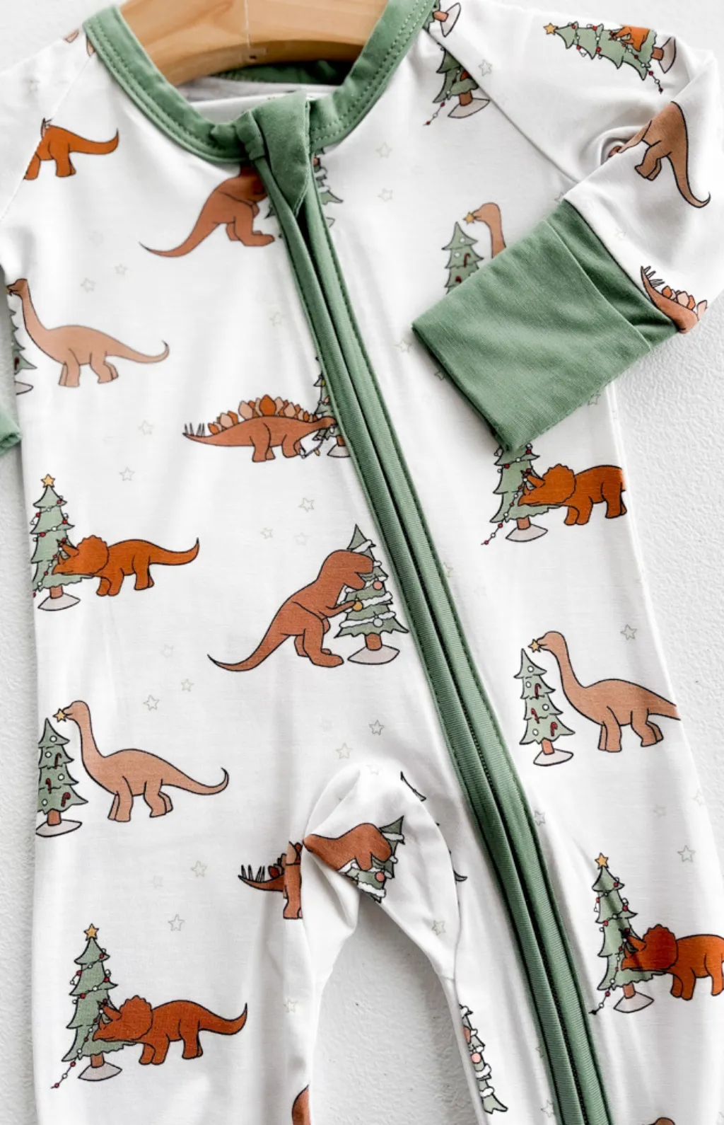 Christmas Tree Dino Bamboo Romper