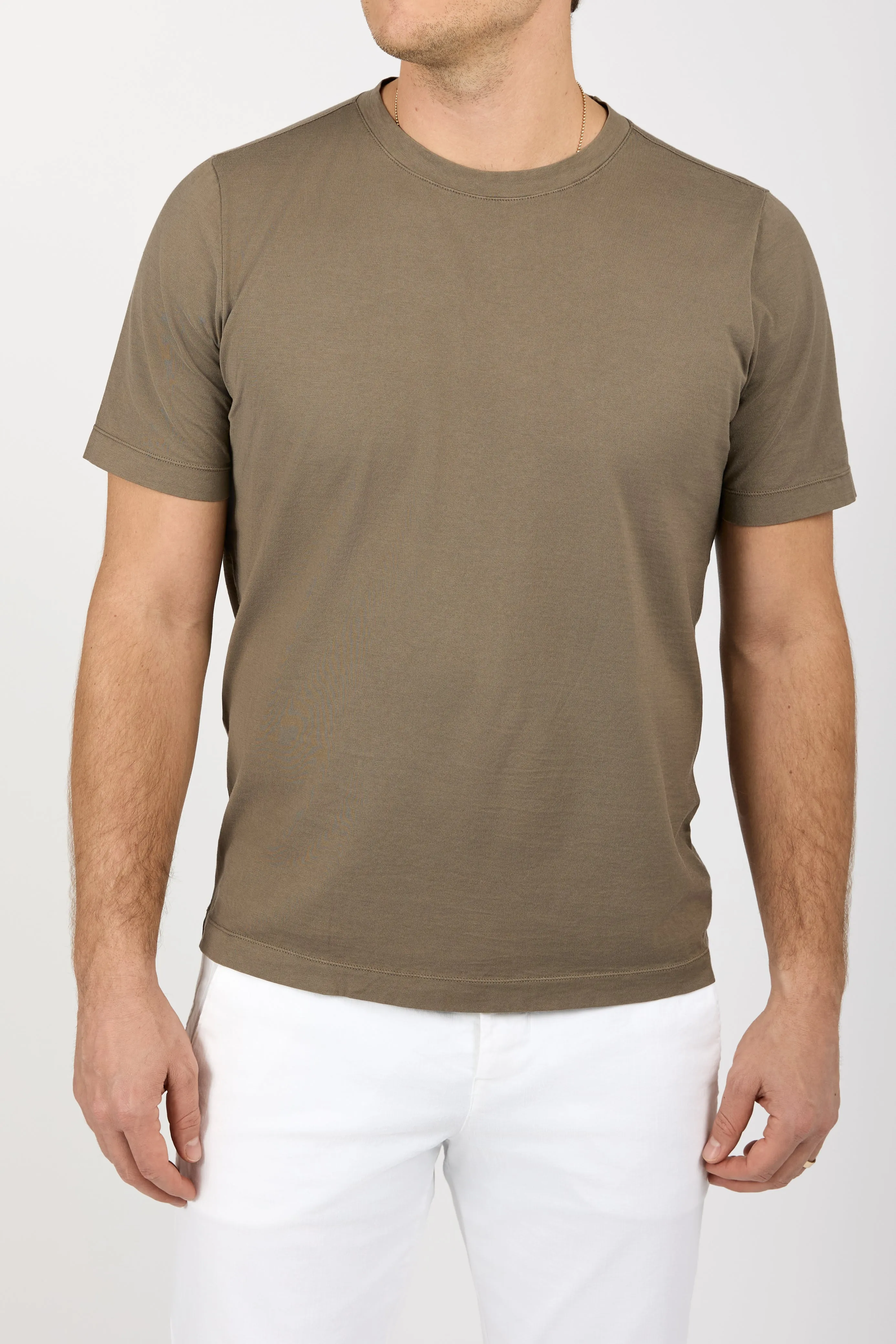 Cotton Crewneck T-Shirt in Clay