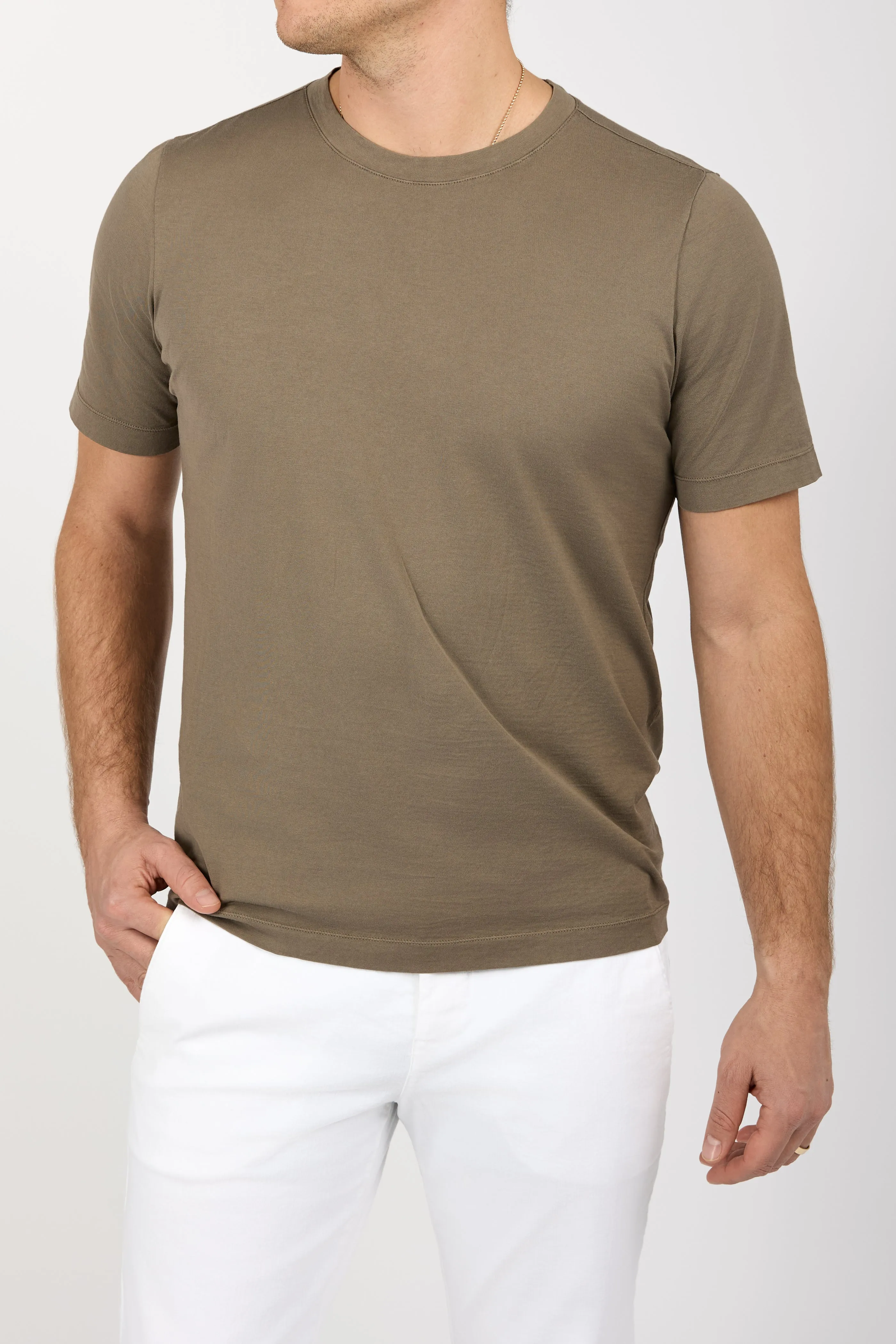 Cotton Crewneck T-Shirt in Clay