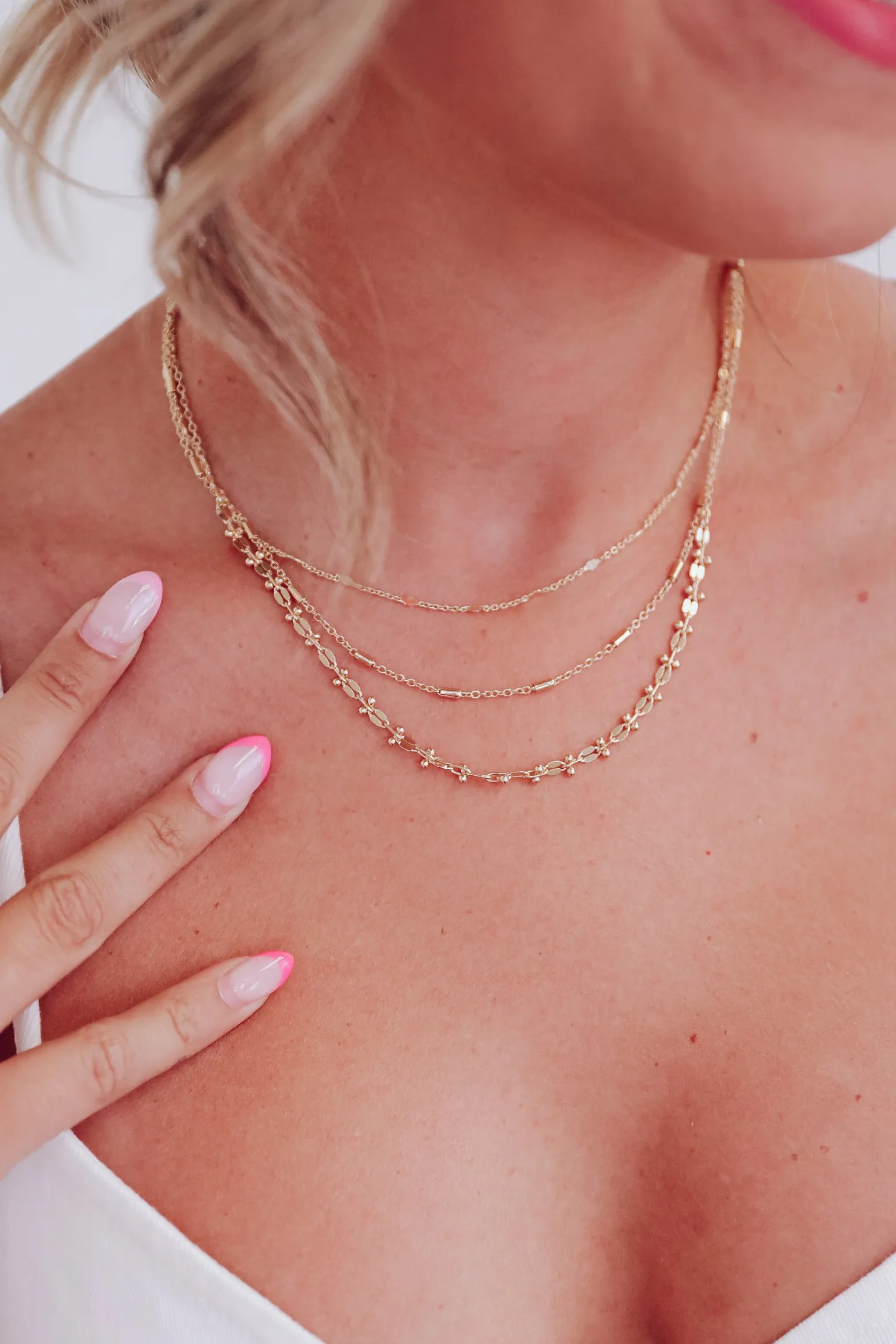 Dainty Triple Layered Choker Necklace - Gold