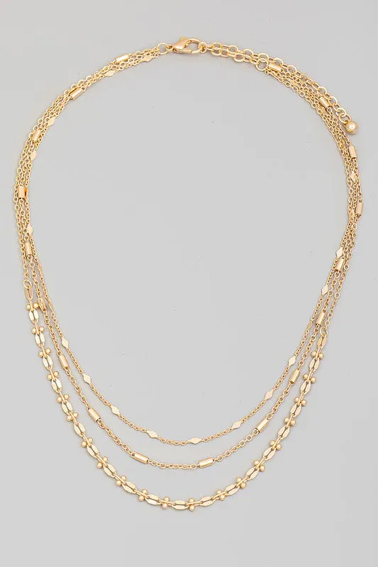 Dainty Triple Layered Choker Necklace - Gold