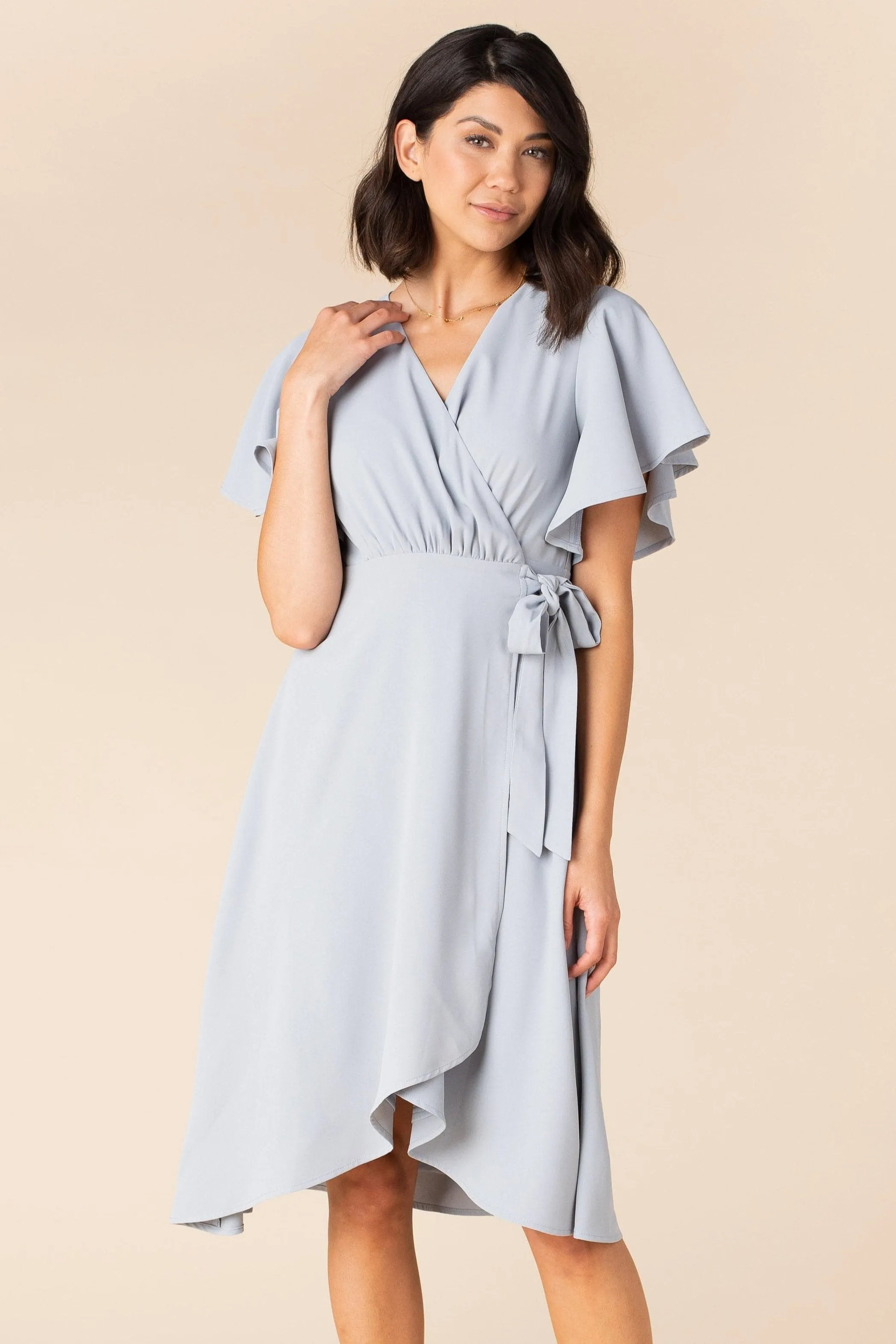 Daphne Tulip Wrap Dress - Dusty Blue