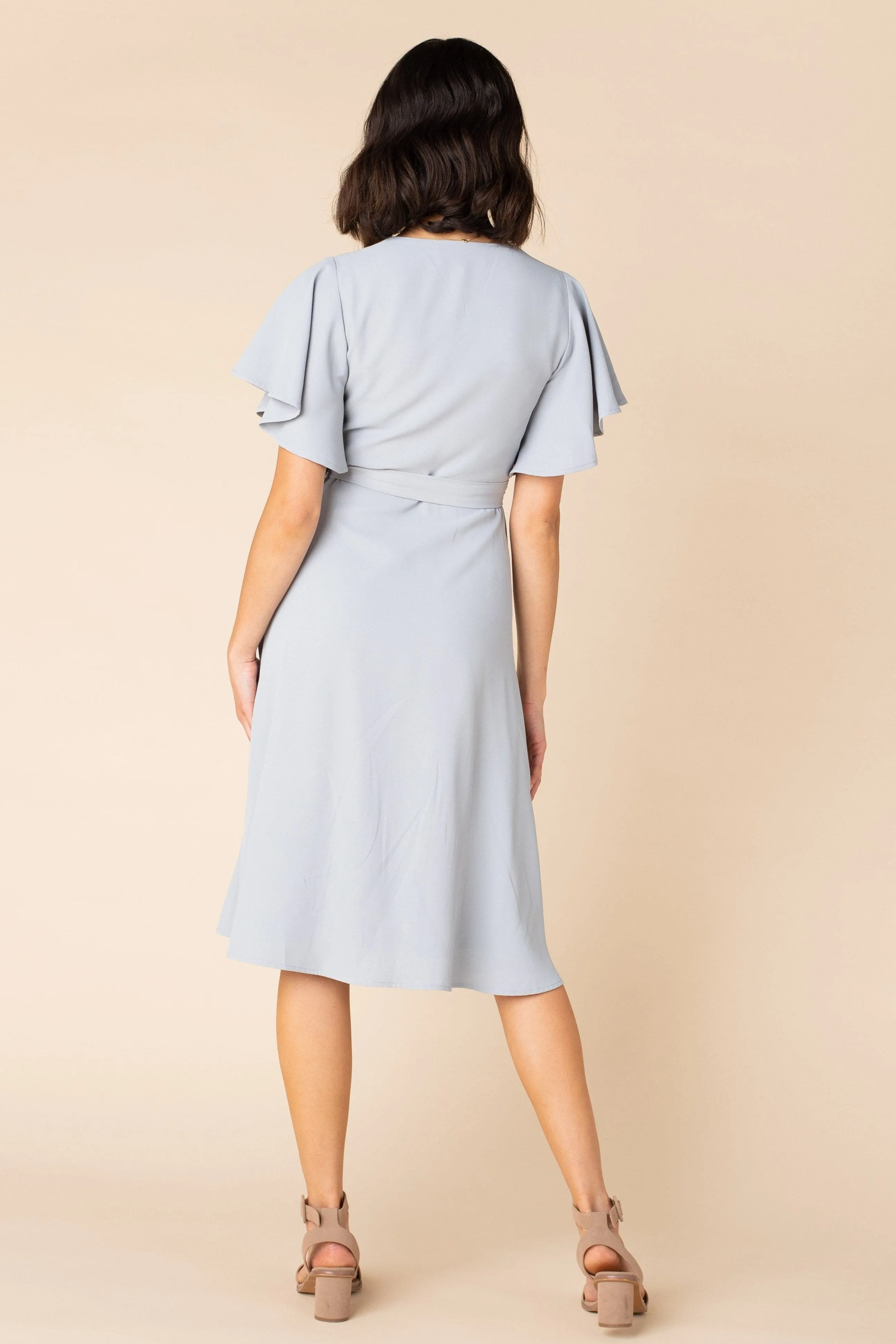 Daphne Tulip Wrap Dress - Dusty Blue