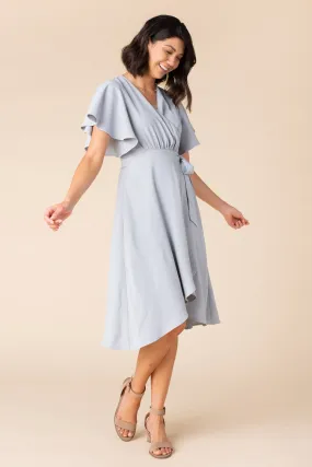 Daphne Tulip Wrap Dress - Dusty Blue