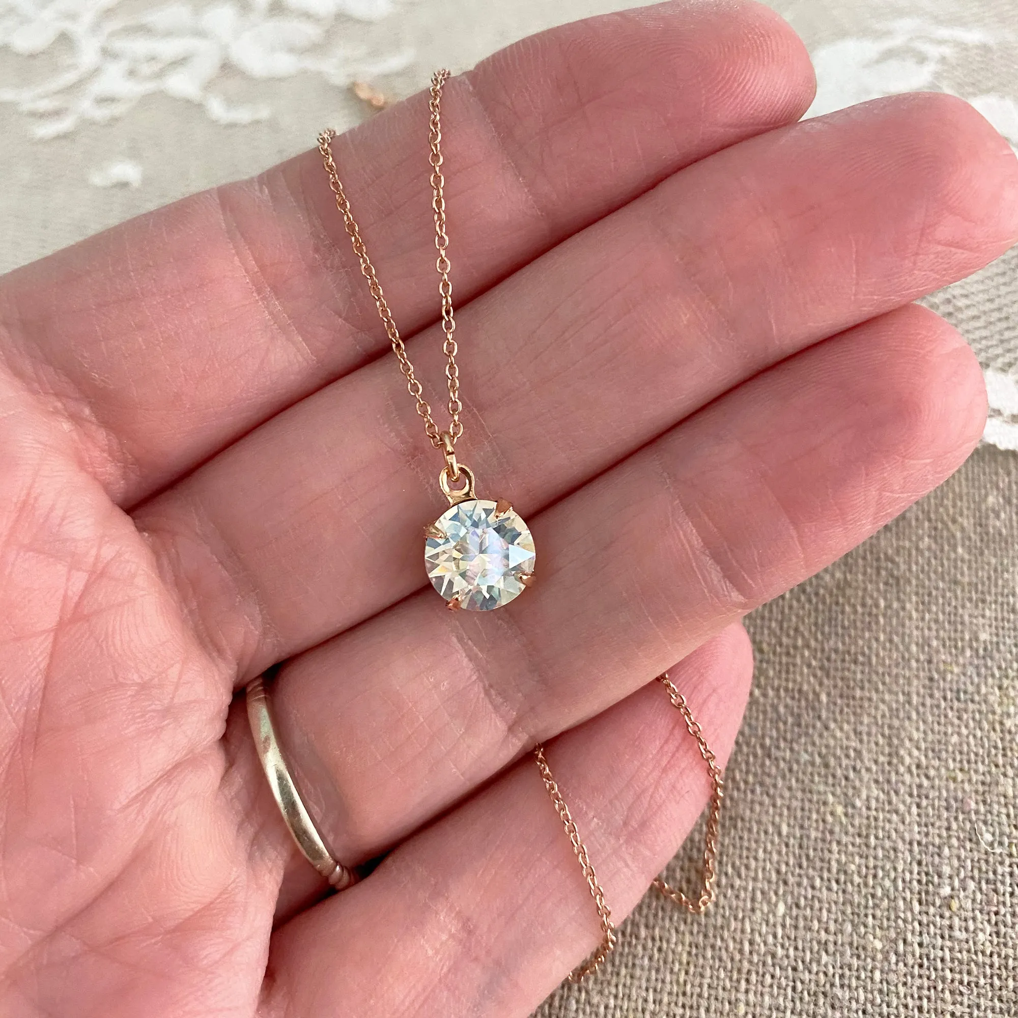 Diamante Solitaire Necklace