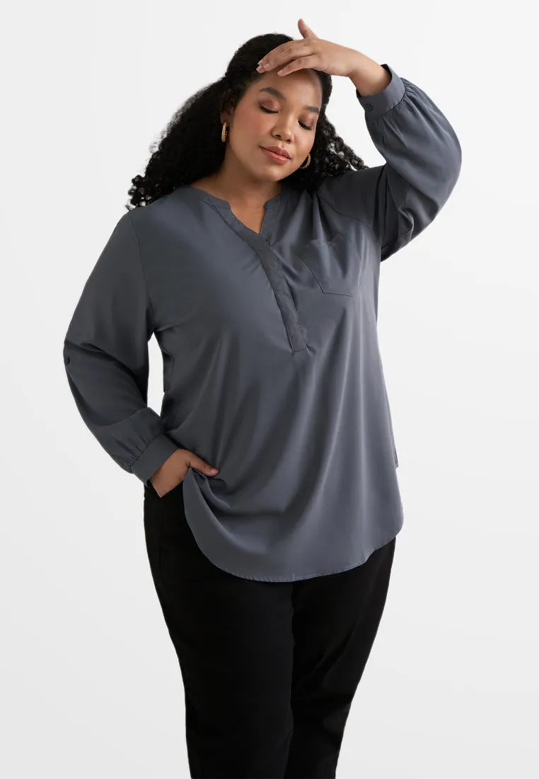 Docia Minimalist Stand Collar Blouse