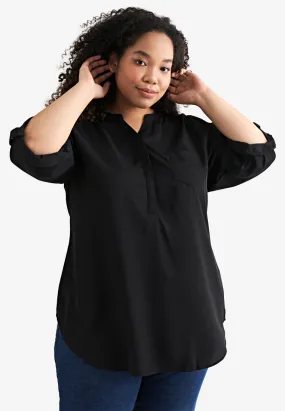 Docia Minimalist Stand Collar Blouse