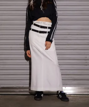 Double belt layered long skirt