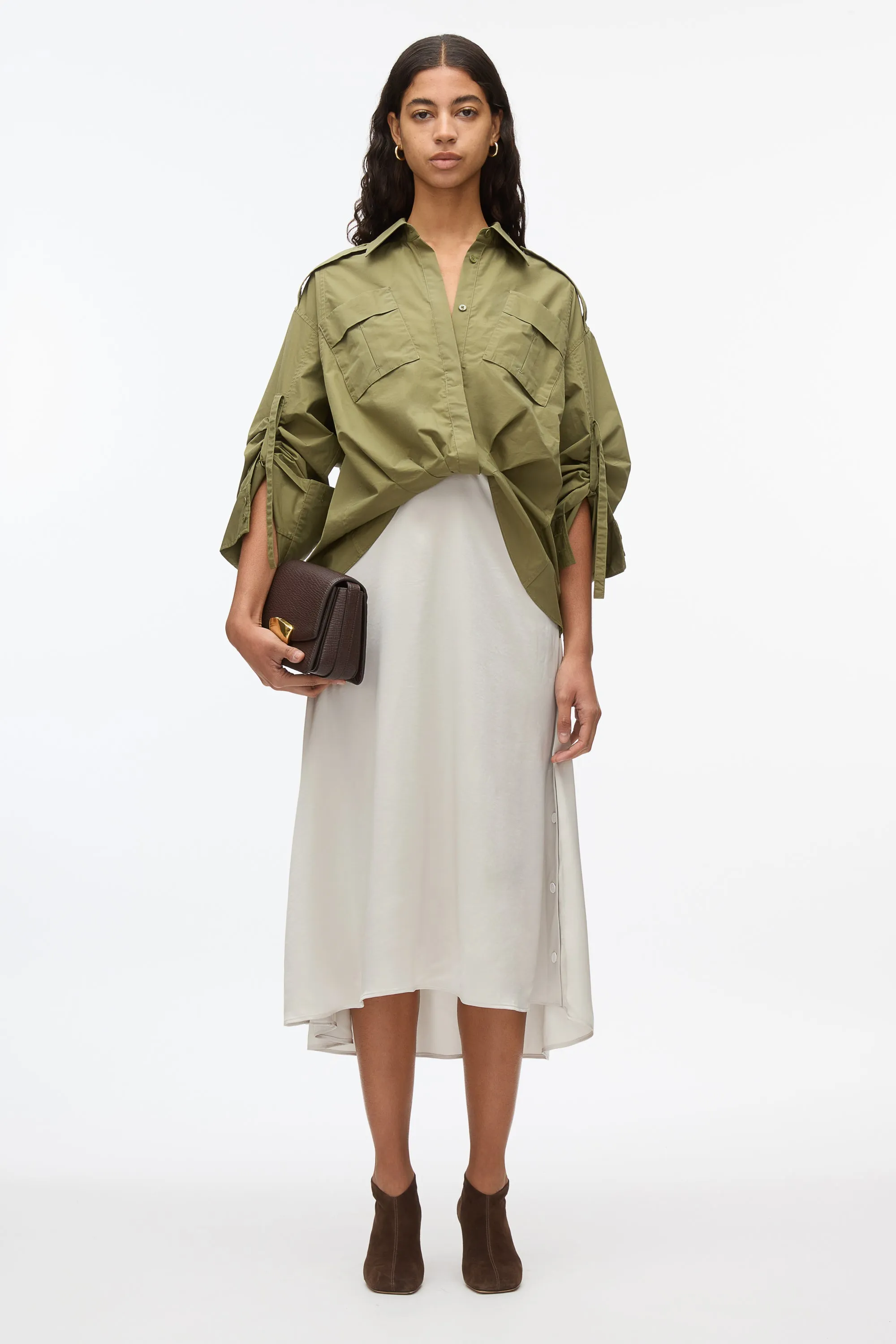 Draped Shirt Combo Slip Dress