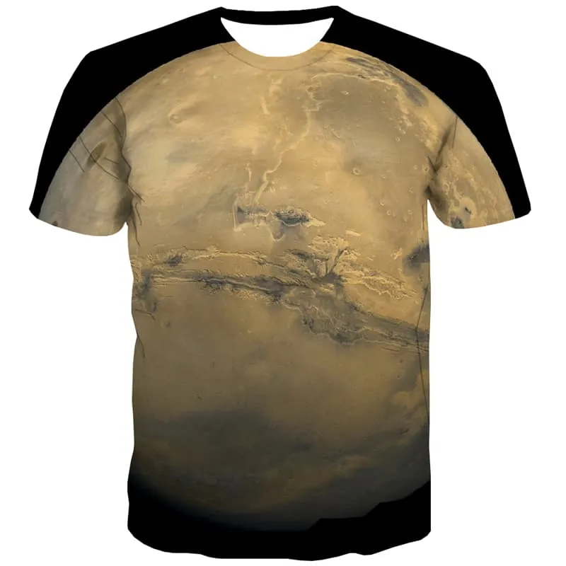 Earth T-shirt Men Universe Shirt Print Space T-shirts Graphic Black Tshirt Anime