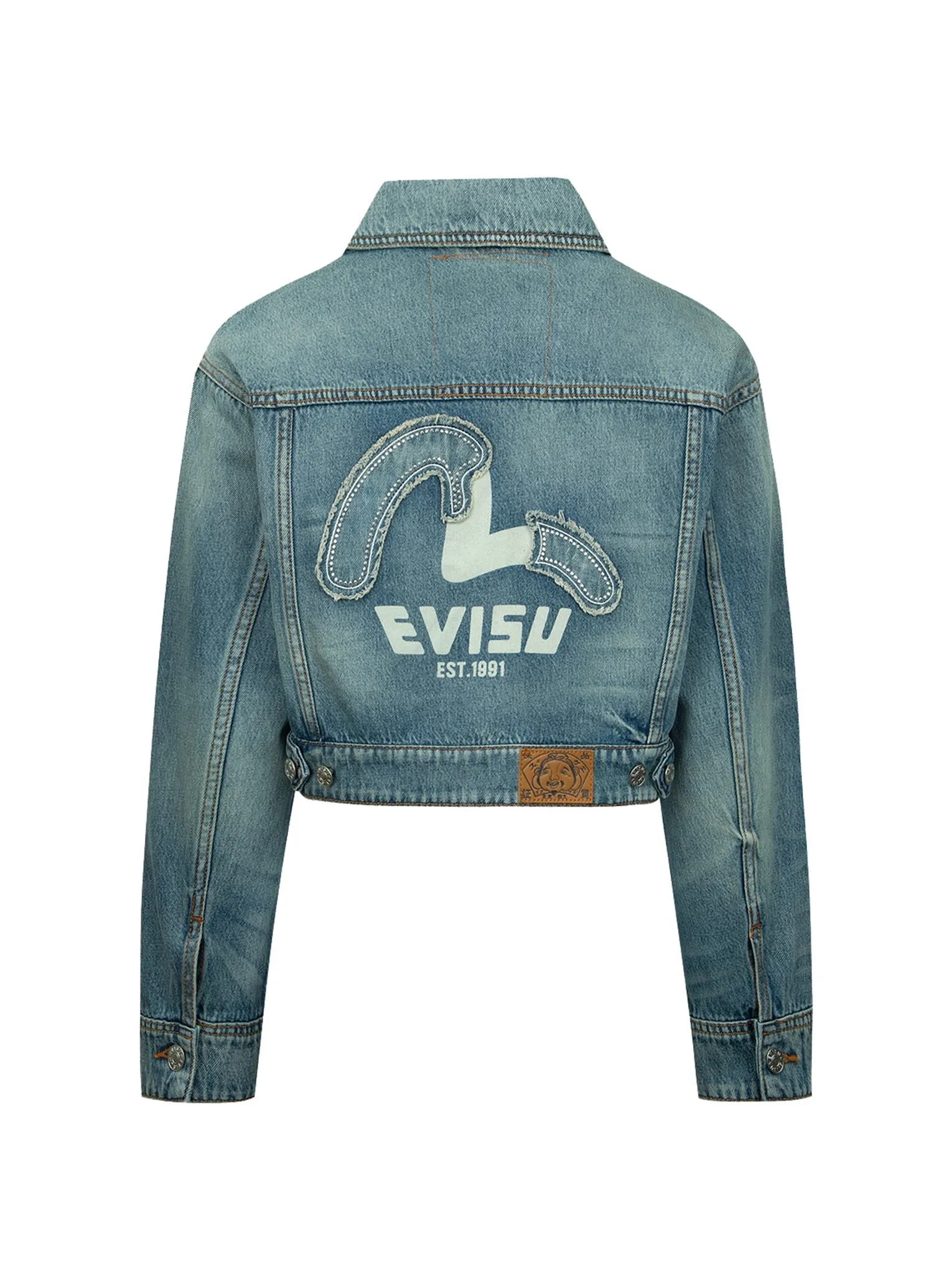 Embellished Denim Seagull Appliqué Denim Jacket