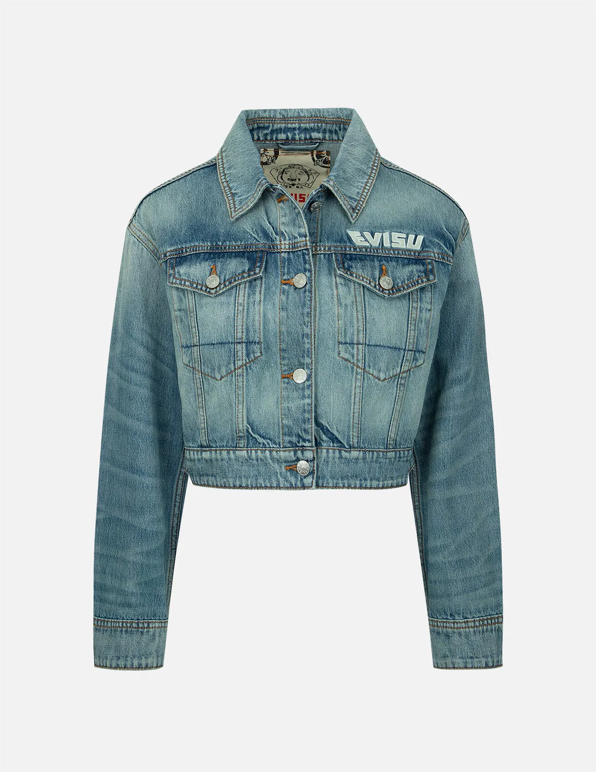 Embellished Denim Seagull Appliqué Denim Jacket