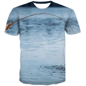 fishing T-shirt Men fish T-shirts 3d Short Sleeve Hip hop Digital Style Rock