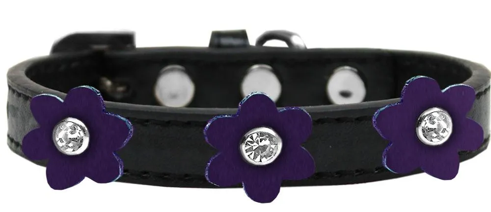 Flower Premium Collar Black With Purple Flowers Size 10