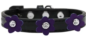 Flower Premium Collar Black With Purple Flowers Size 10