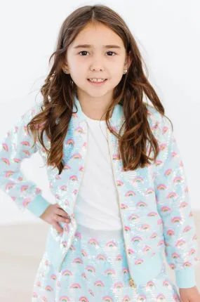 Girls Mint Rainbow Sequin Jacket