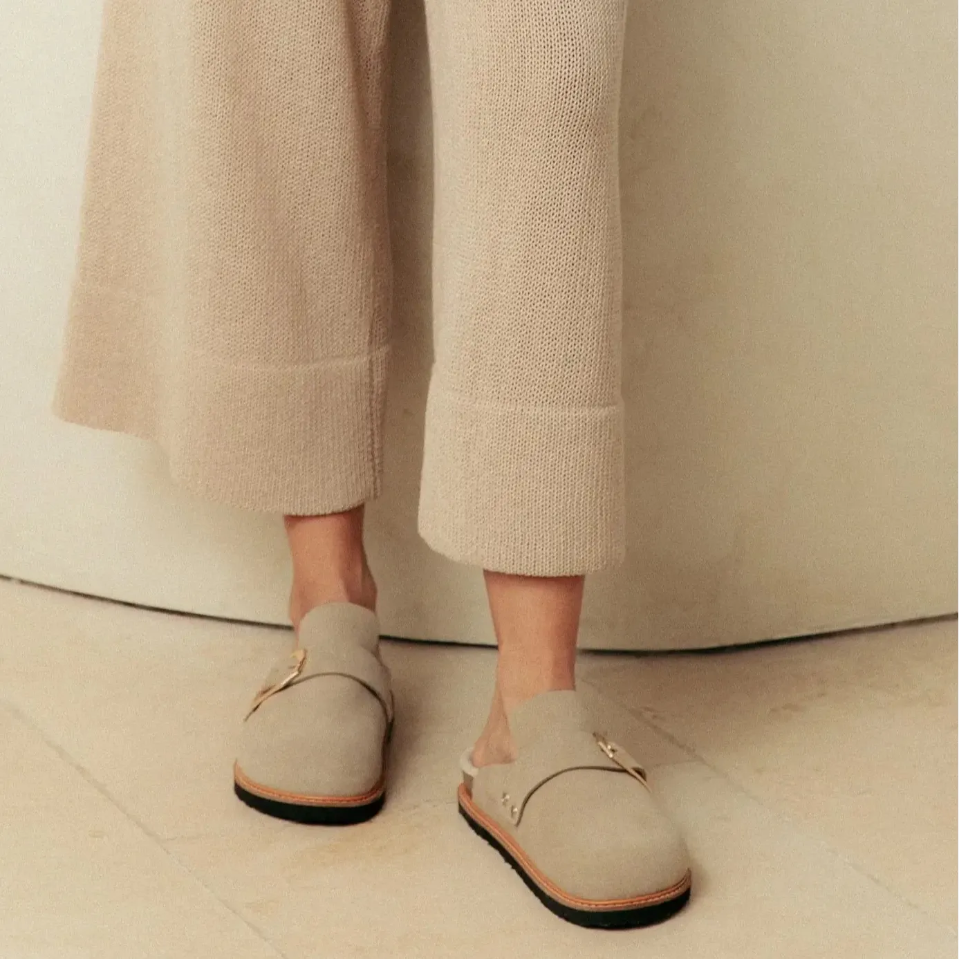 Grisel Sheep Skin Taupe Clogs