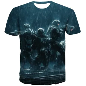 Gun T-shirt Men Military T-shirts 3d Rain Shirt Print War Tshirts Cool