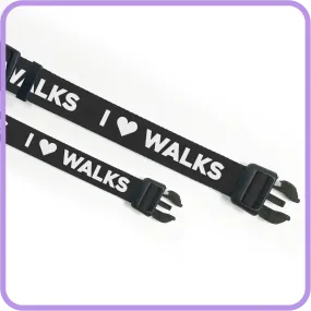 I Love Walks (Black) Dog Collar