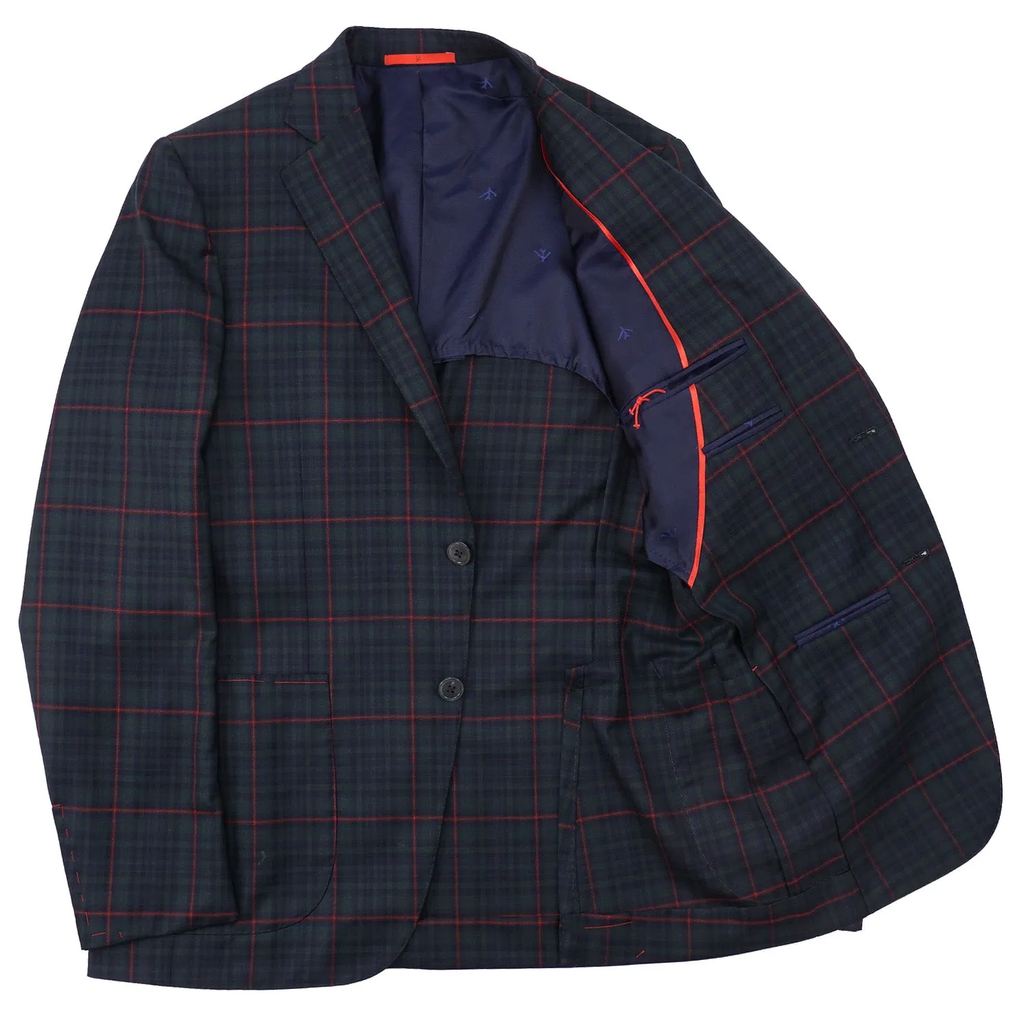 Isaia Layered Check Super 140s Wool Sport Coat