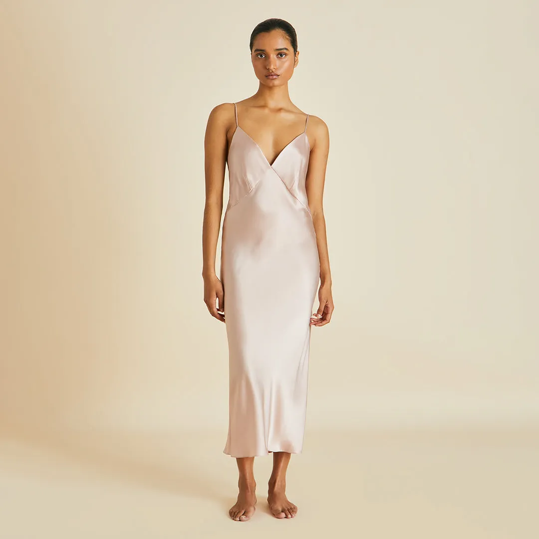 Issa Oyster Slip Dress in Silk Satin