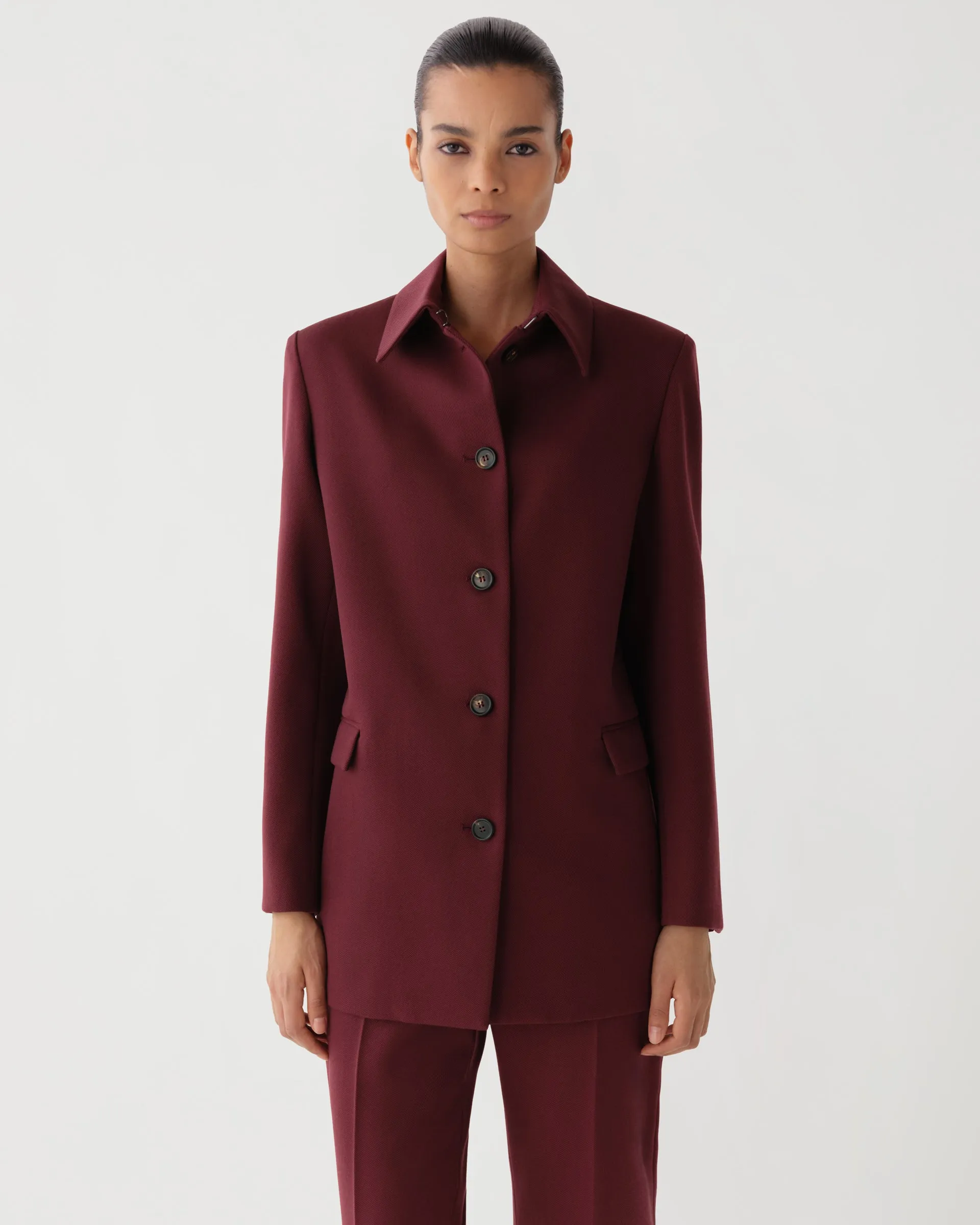 Klara Jacket in Wool Twill, Burgundy