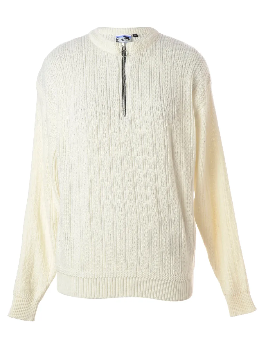 Label Off White Zip Front Knitted Jumper