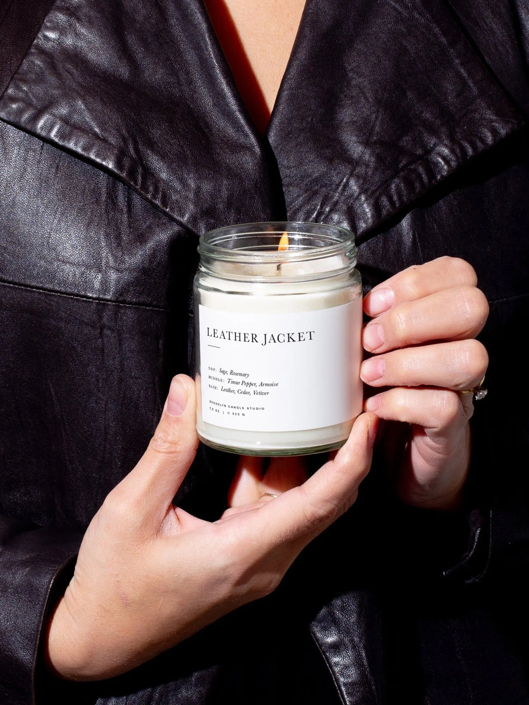 Leather Jacket Minimalist Candle