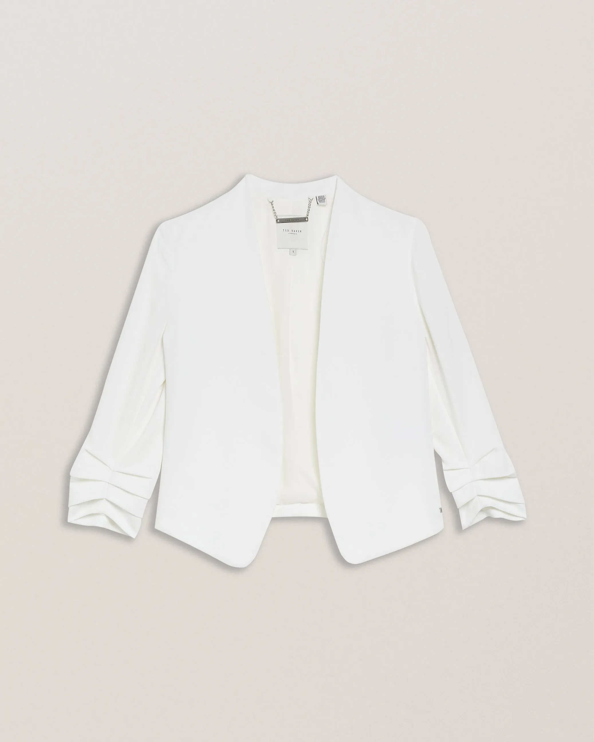 Lillias Collarless Jacket With 3/4 Sleeve Ivory