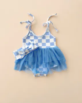 LPK Tutu Romper - Checkered Blue